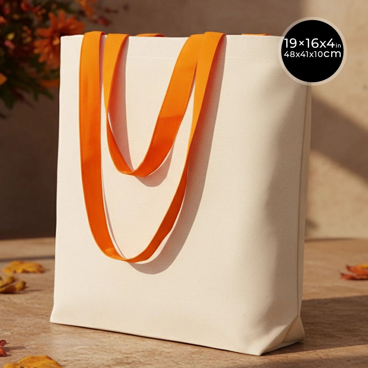 White canvas tote bag