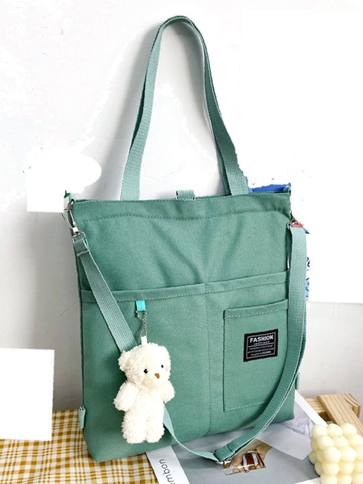 adjustable handle tote bag
